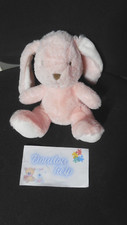 doudou peluche lapin assis rose blanc NICOTOY SIMBA 18cm - état NEUF -