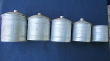 5 pots à épices ancien Aluminium Pates Sucre Café Thé Epices Décoration Cuisine