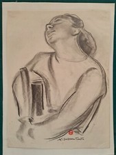 TOURTE Suzanne. Portrait féminin. XXème-DESSIN