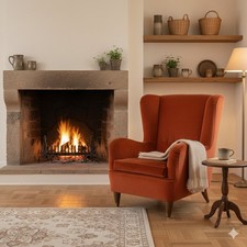 Fauteuil vintage bois tissu - bois,