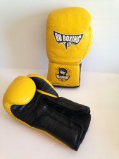 Paire de gants de boxe en cuir  jaune  - RD BOXING   - vintage boxing gloves