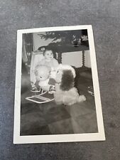 Ancienne Photo Bebe Sur Poussin A Bascule Peluche Kitch Retro Souvenir Noel 