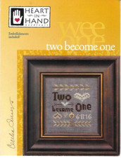 FICHE POINT DE CROIX MARIAGE TWO BECOME ONE + CHARM COEUR HEART IN HAND