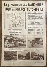 AFFICHE TOUR DE FRANCE AUTOMOBILE NICE LE MANS PARIS RENAULT DAUPHINE CIRCA 1959
