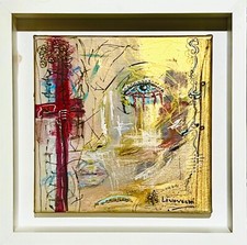 LARMES DE SANG . Acrylique sur toile technique mixte 20x20cm Oeuvre unique.