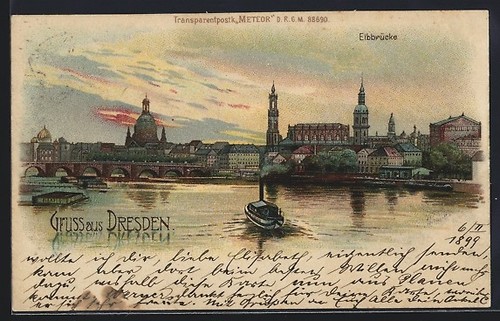 Lithographie dresde pont - lithographie, de