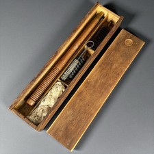 Coffret bois ancien nettoyage fusil – Lot écouvillons nécessaire arme chasse