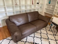 canapé rochebobois cuire pleine fleur maron très bon état 