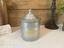 1025⚜️ Ancien Pot à Épices Farine en Aluminium Vintage Authentique Hauteur 16 Cm