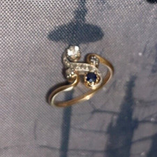 bague ancienne or avec diamant et saphir 