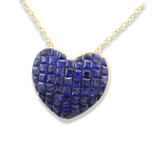 Collier cœur saphir - collier, en