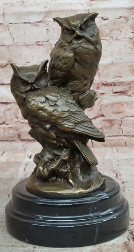 Statue hibou bronze fait - hibou,