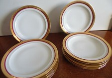 6 assiettes plates + 6 creuses porcelaine Limoges / Ternet / Superbe dorure
