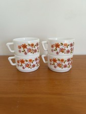 Lot De 4 Tasses À Café ARCOPAL SCANIA orange vintage années 70's