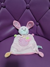 Doudou plat lapin rose vert
