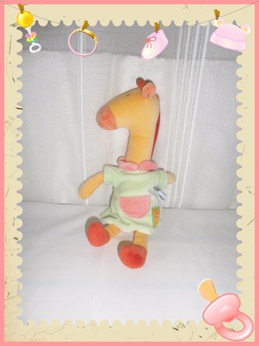 Doudou peluche girafe - peluche, vert