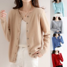 Cardigan Tricoté En Cachemire Pour Femme Pull À Boutons Veste Pull À Col Ras /