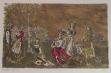 Lithographie Les musiciennes scène champêtre 1897-1981 Roland OUDOT
