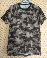 Maillot Adidas Kaki treillis militaire vintage Tee Shirt Manche courte Homme - L