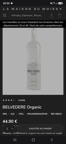 Vodka belvédère organics - vodka,