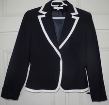 Veste blazer chic 123 1.2.3 38 bleu marine bords blancs mid d'abeille