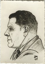 PHOTO ANCIENNE - VINTAGE SNAPSHOT -CURIOSITÉ DESSIN CARICATURE PEINTURE PROFIL 3