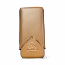 Étui À Cigares Montecristo Couleur Terre De Sienne 3 Toro En Cuir Véritable