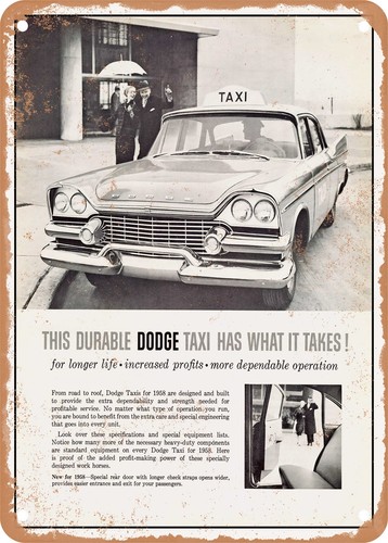Metal sign 1958 dodge - -, taxi