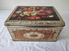Ancienne grande Boite en métal Metalco Toulouse 25 x 18,5cm déco floral