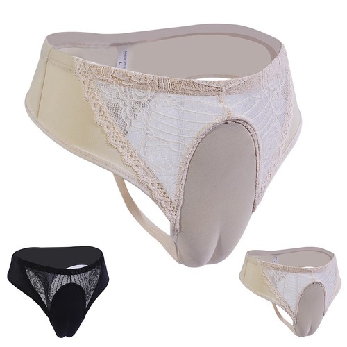 Culotte string dentelle peau
