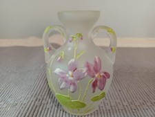 PETIT VASE VERRE EMAILLE FLEURS