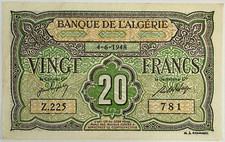 ALGERIE - 20 FRANCS (4.6.1948) BILLET DE BANQUE // Qualité : TTB