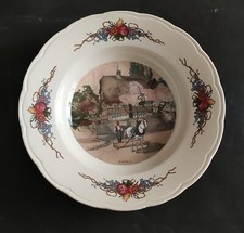 ASSIETTE CREUSE FAIENCE SARREGUEMINES U&C OBERNAI LOUX ANCIEN CHEVAL ALSACE