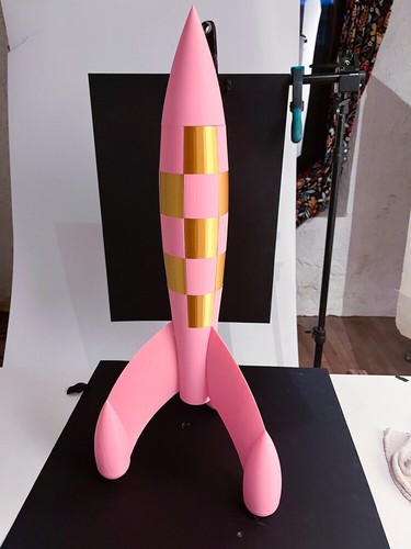 Fusée inspirée tintin rose - fusée,