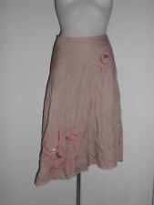 JUPE VENTILO LA COLLINE EN 100% LIN BEIGE FONCE BRODERIE STRASS T:34/36