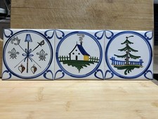 3 Carreaux De Faïence Décorés Par Pierre Pissareff - Gres Du Beauvaisis