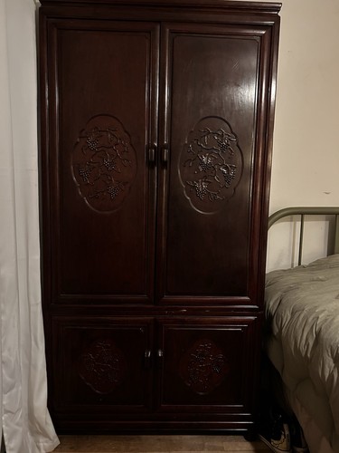 Cherry red wood armoire - cherry,