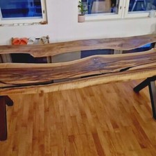 Table de salle à manger en résine époxy table en bois d'acacia décoration int...