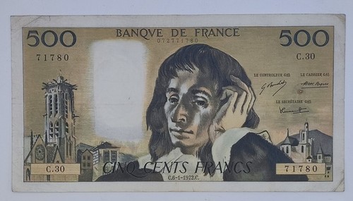 Billet 500 francs pascal - 500,