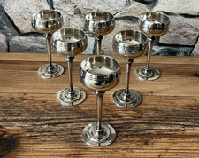 ✨Élégance Vintage SUPERBE Lot de 6 Verres à Liqueur / alcool en Métal Argenté 🥂