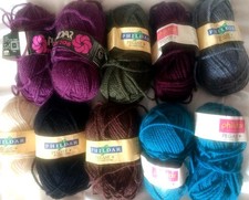 10 pelotes phildar Pégase violets bleu brun vert noir gris beige