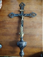 CROIX DE PROCESSION RELIGIEUSE/BRONZE ARGENTÉ & Doré XIXème/AUTEL/CRUCIFIX 19eme