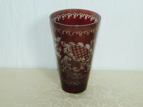 Vase verre rouge - vase, avec