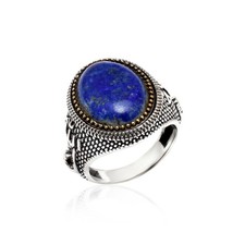 Homme Bague 925 Argent Lapis