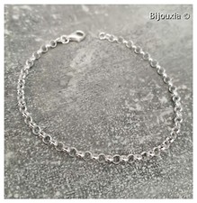 Bracelet Fin Maille Jaseron En Argent Massif 925/000 Bijoux Femme Neuf