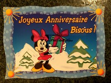 MINNIE DISNEY ANNIVERSAIRE NEIGE MONTAGNE HUMOUR carte postale postcard