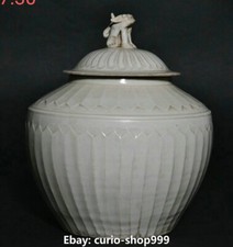 7.5" Old China Song Dynasty Ding Kiln Porcelain Dragon Beast Pot Jar Crock Jug