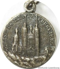 E6894 Médaille Basilique Notre Dame de Fourvière Vierge Jesus 1880's Silver