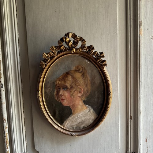 Huile sur carton portrait - , de