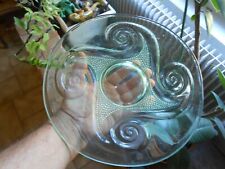 Joli Ancien Plat Verre Vert  Centre de Table sur Meuble Plateau à Fruits 1930